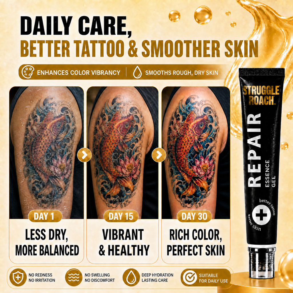 StruggleRoach 20ml Tattoo Aftercare Essence Gel Tube - Non-Sticky Transparent Texture, Hydrating, Fade-Preventing, Healing-Accelerating, Dryness & Itching-Relieving Cleansing Cream for Soothing Tattoo Aftercare Balms & Creams